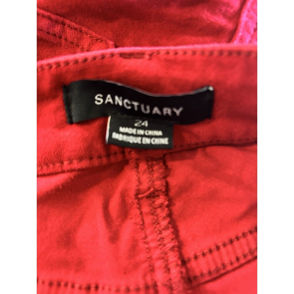 Sanctuary High Waist Velveteen Bootcut Pants Cherry Lacquer Women’s 24 FLAWED - Picture 16 of 16